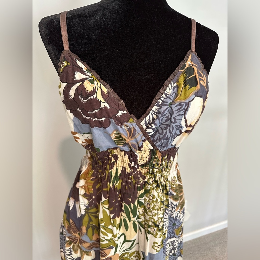Brown Tropical Print Maxi Dress by Speed Control. Size XL